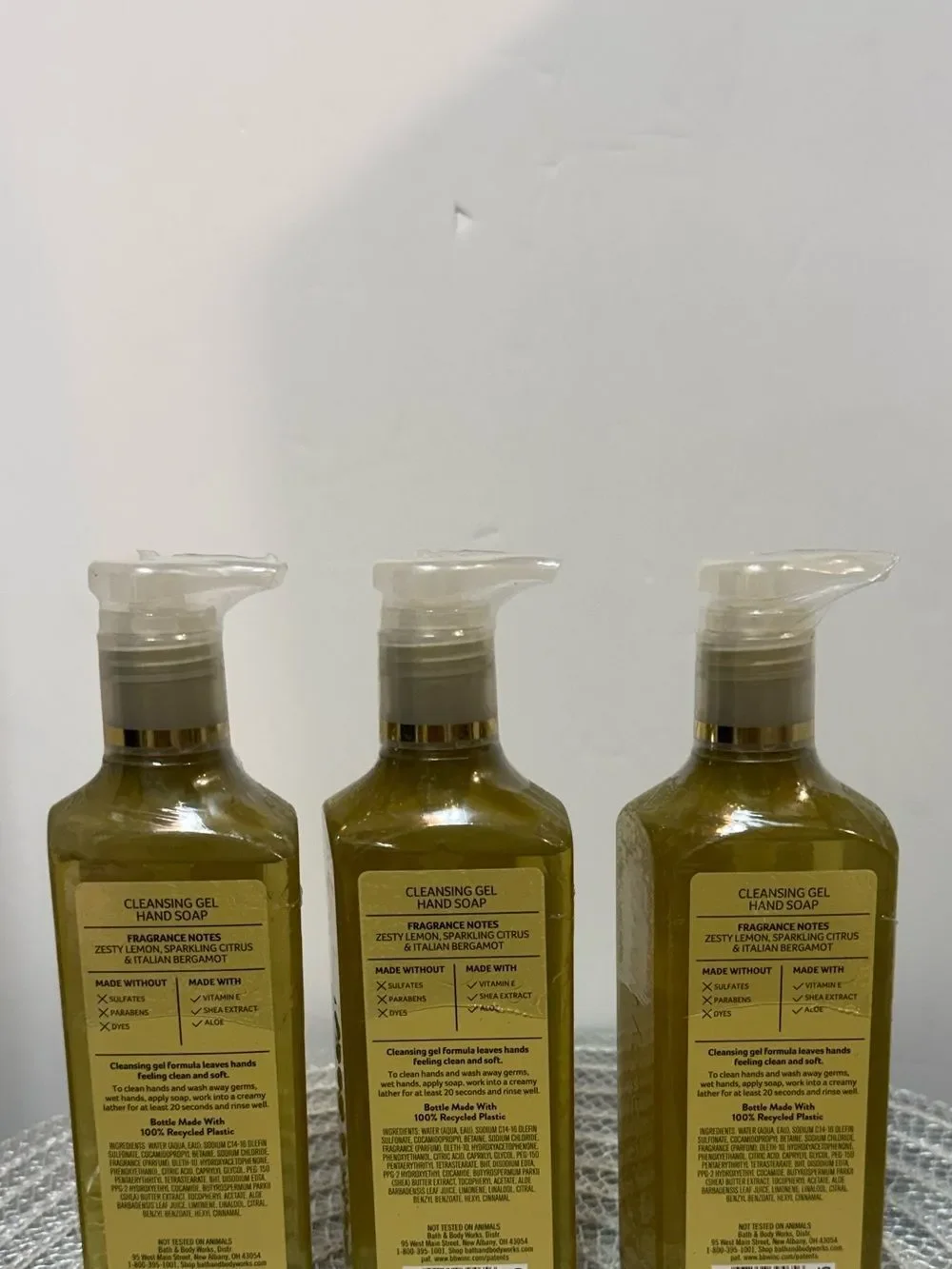BBW Kitchen Lemon Cleansing Gel Hand Soap Set of 3 NWT